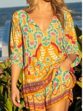 Natural Life Maribel Multi Peasant Blouse Top